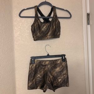 Gold and Black Metallic Bra and Spandex Set